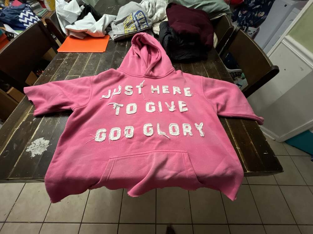 Deferential Just Here To Give God Glory Hoodie Size XL Pink